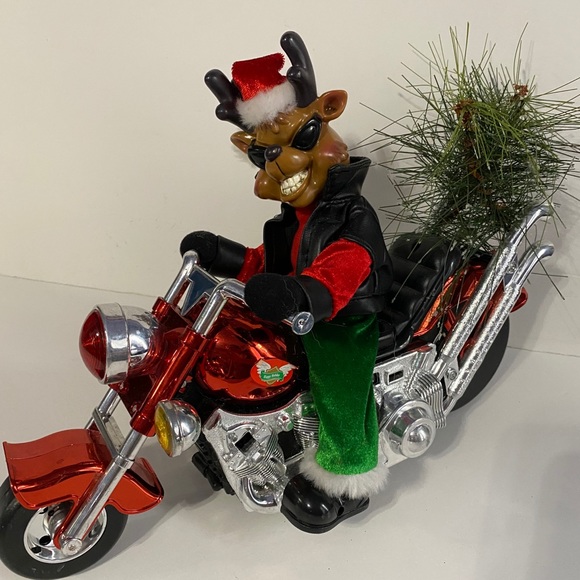 Dan Dee Animated Musical Reindeer On Motorcycle